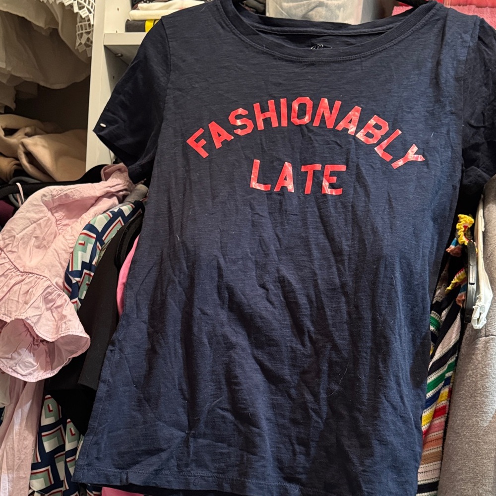 J. Crew Navy Tee with Red Print